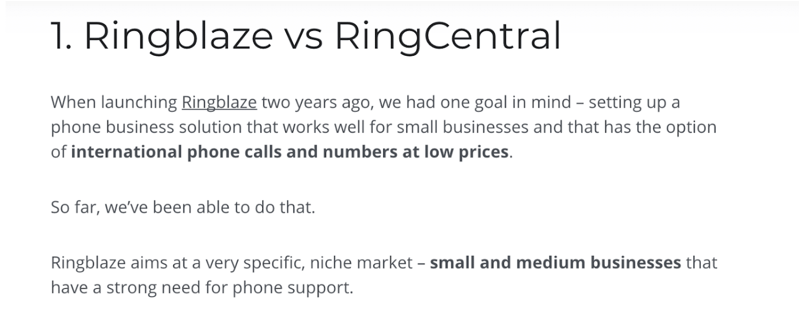 Comparison of SaaS companies Ringblaze vs RingCentral