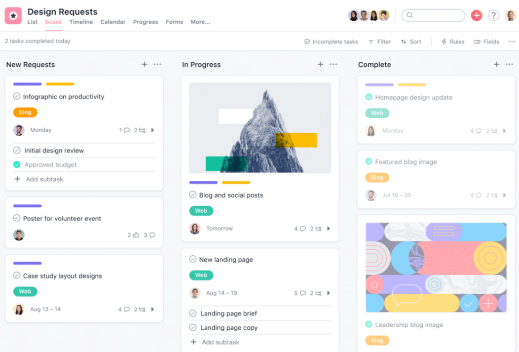 SaaS content marketing tools: Design Requests in Asana