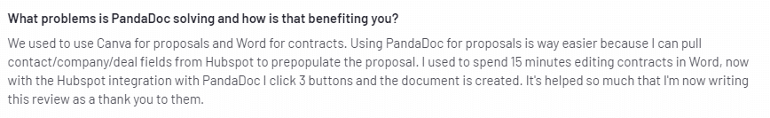 What problems is PandaDoc solving and how is that benefiting you