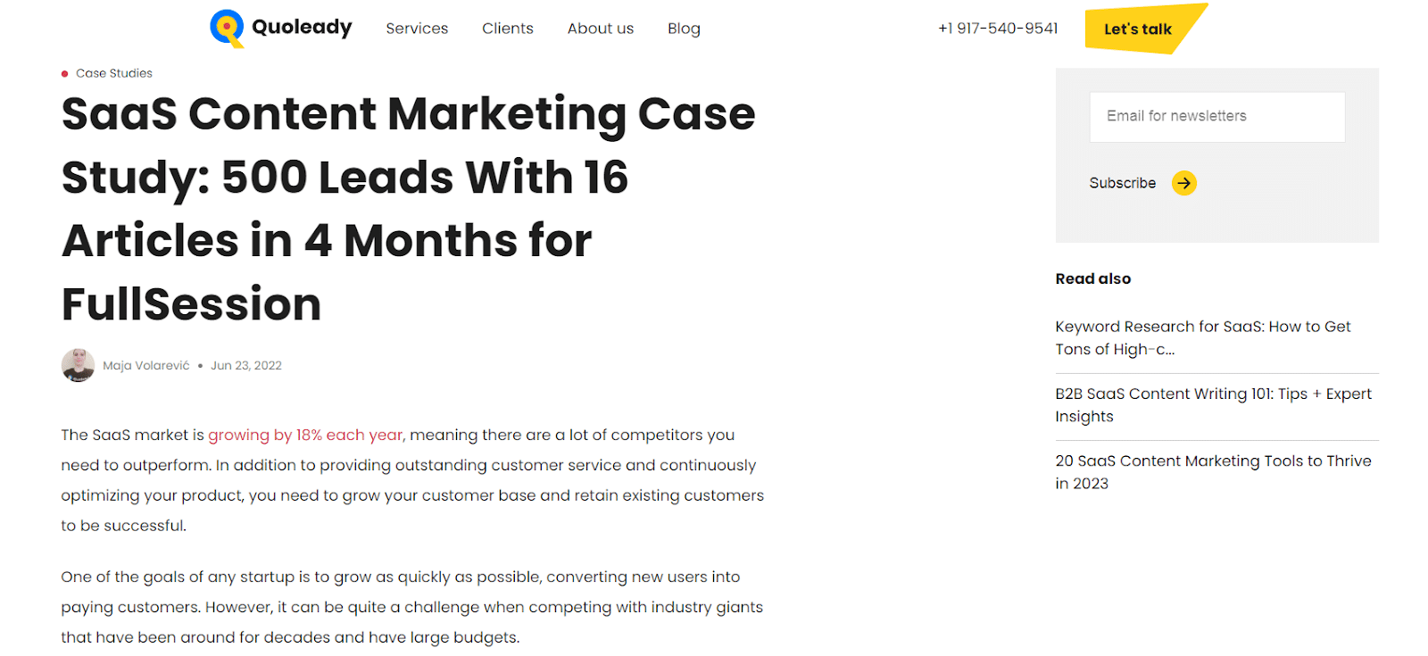 SaaS content marketing case studies