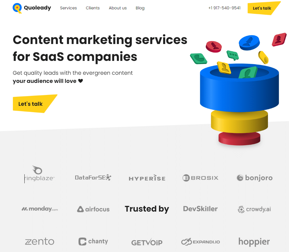 Quoleady SaaS content marketing packages