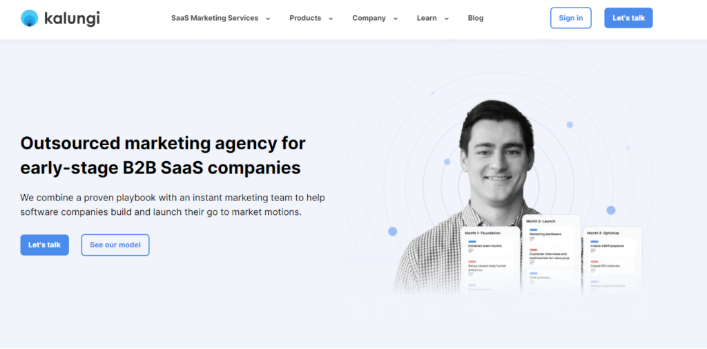 Kalungi  content marketing company in usa website image