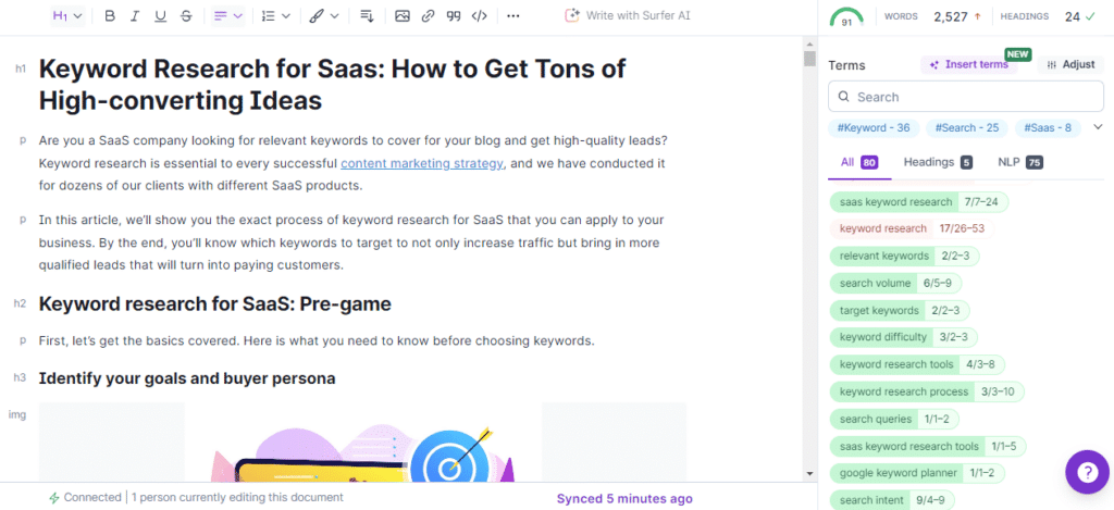 Optimize content using SurferSEO