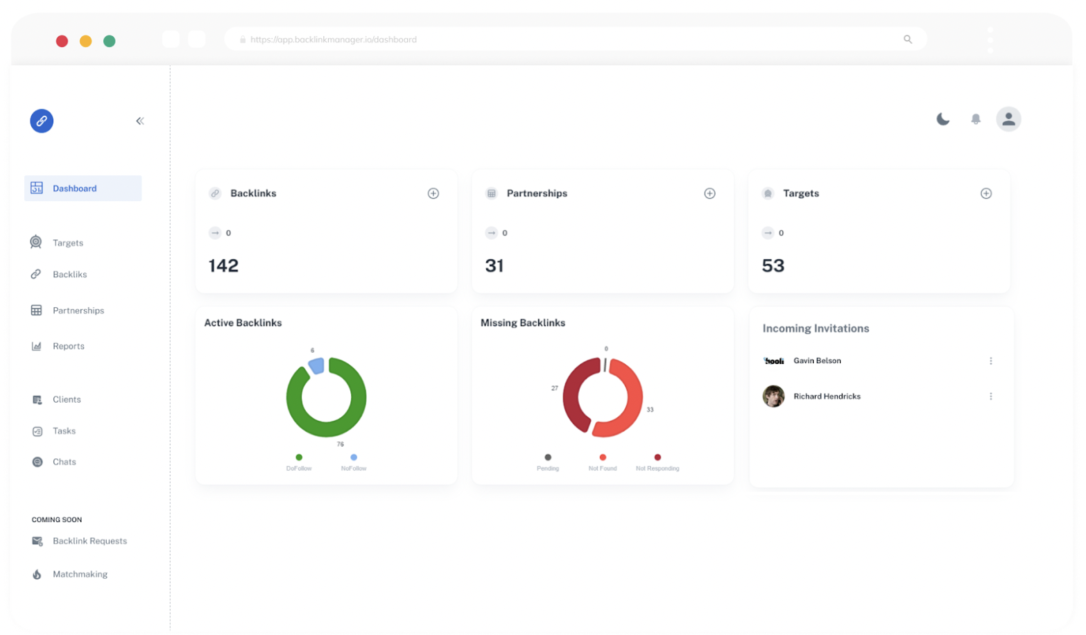 Backlinkmanager.io interface
