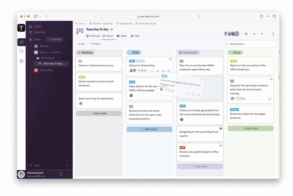 Teamhub interface