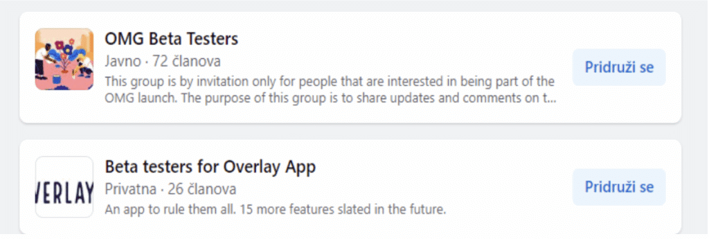Where to find facebook groups for beta testers