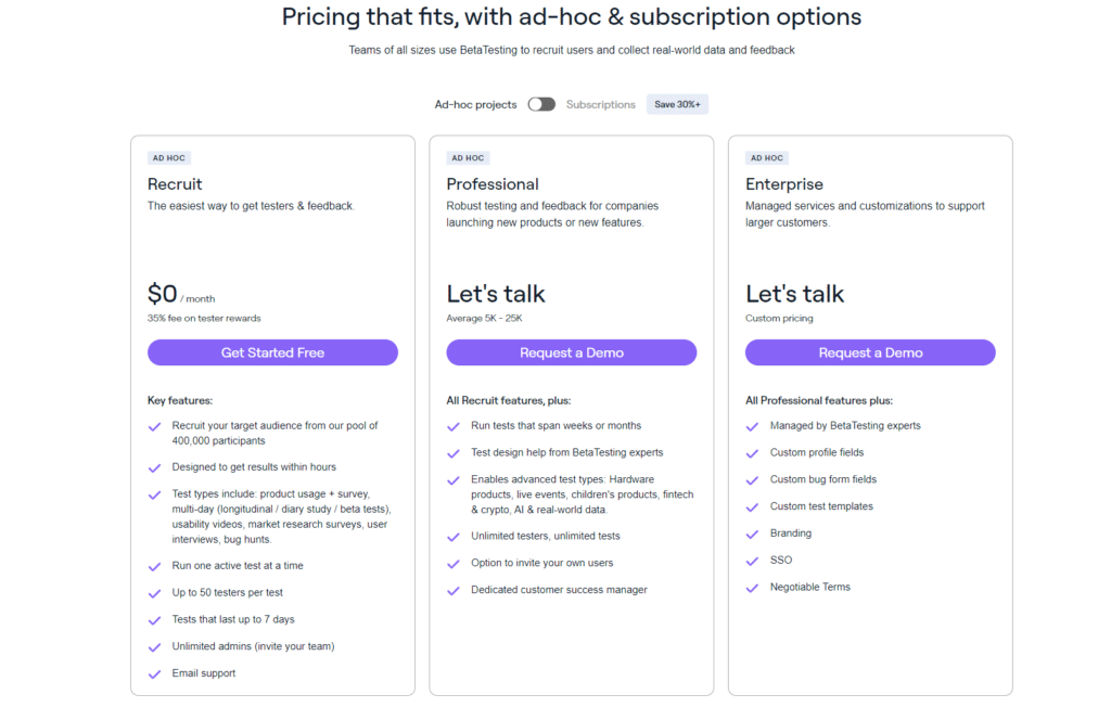 betatesting.com pricing