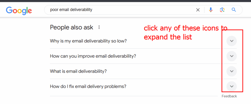 SERPs People Also Ask section