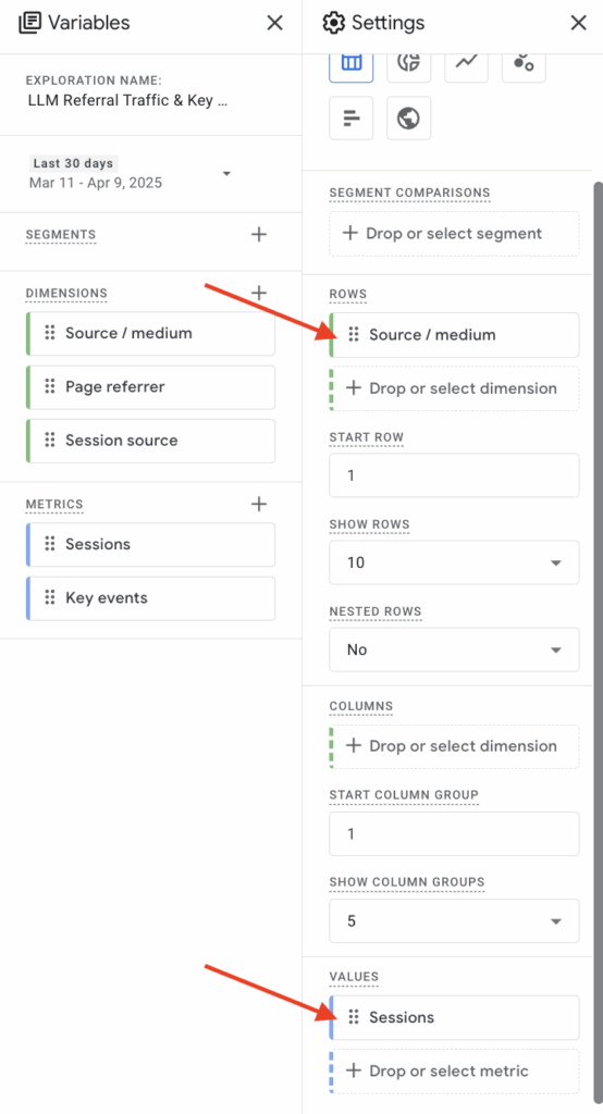 websites screenshot, google analytics 4, metric, example