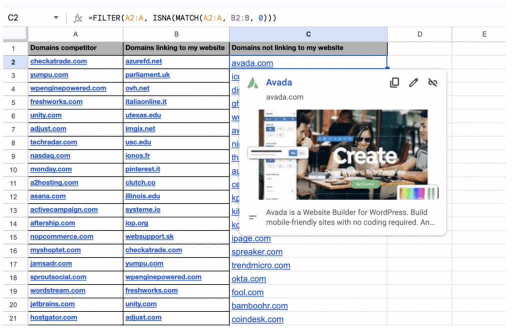 Exporting and cleaning list for link exchanges