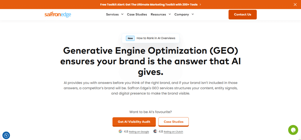 Saffron Edge GEO agency website screenshot