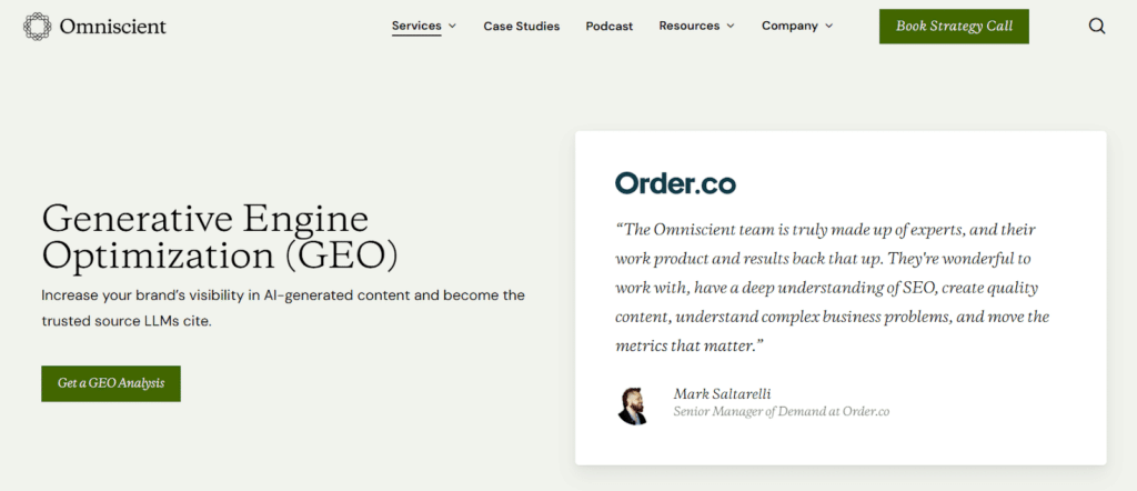 Omniscient GEO agency website screenshot