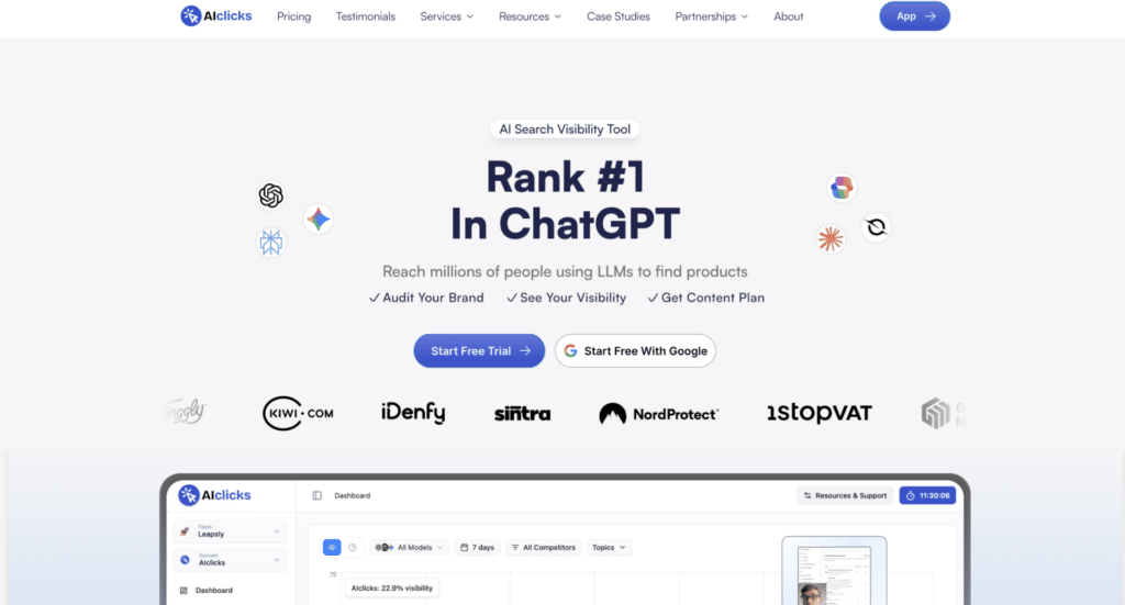 AI Clicks GEO agency website screenshot