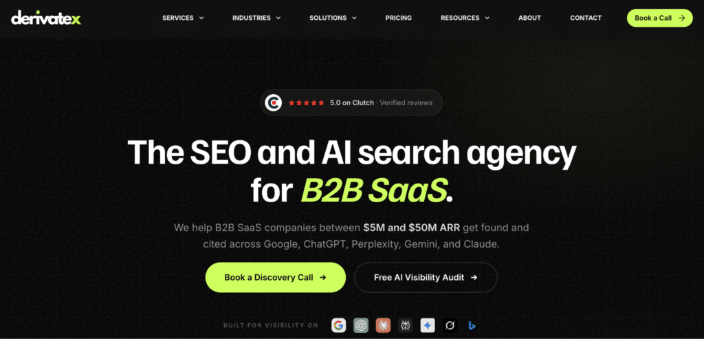 Derivate X GEO agency website screenshot