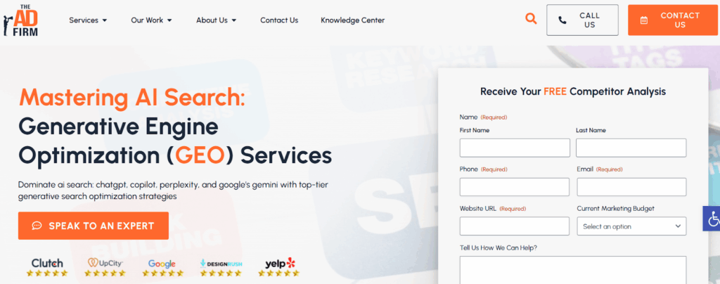 The Ad Firm Agency homepage