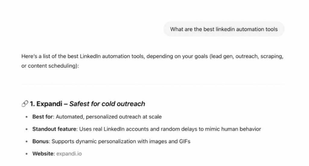 Expandi results by Quoleady work, ai powered search platforms