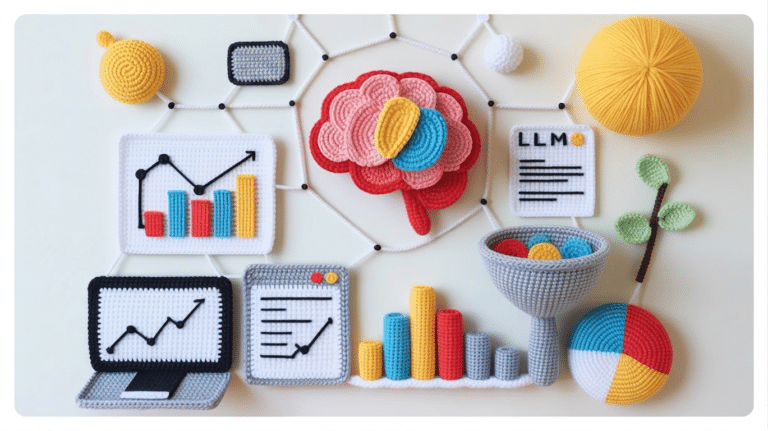 Crochet illustration of LLM visibility concepts