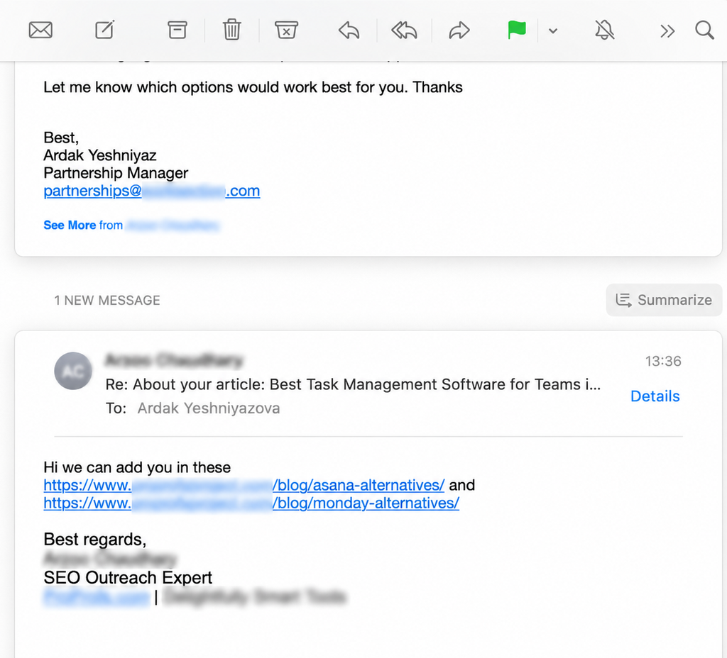 stay in touch after link placement