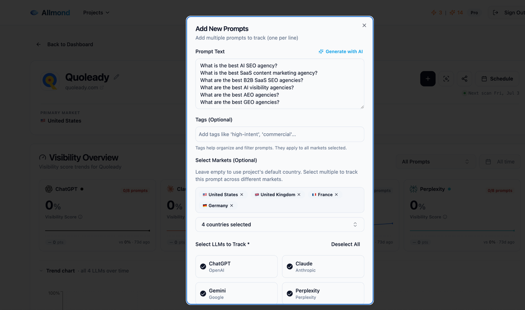 Allmond website screenshot for AI visibility